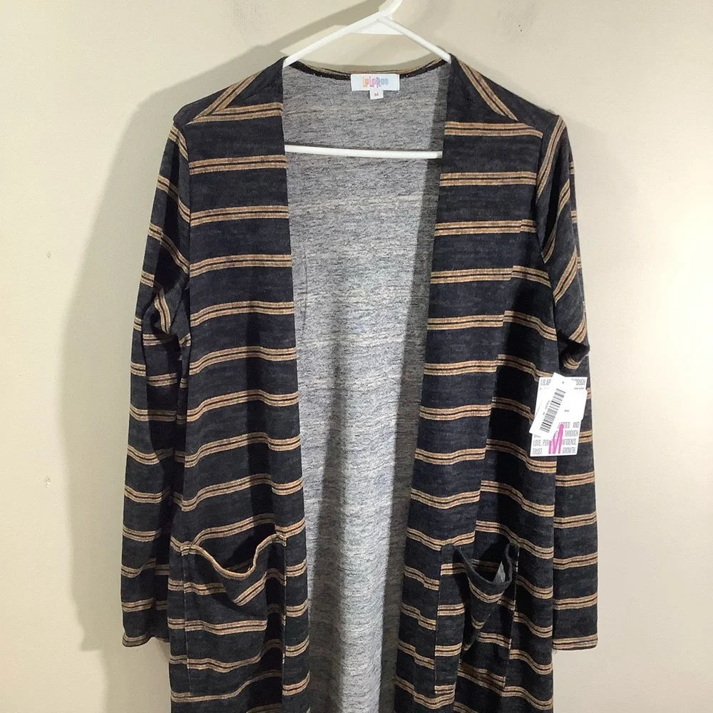 Lularoe Stripe Open Front Long Cardigan